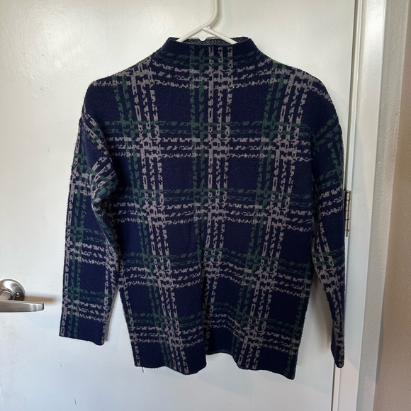 navy preppy heavy mock turtle neck sweater size S - Picture 1 of 3